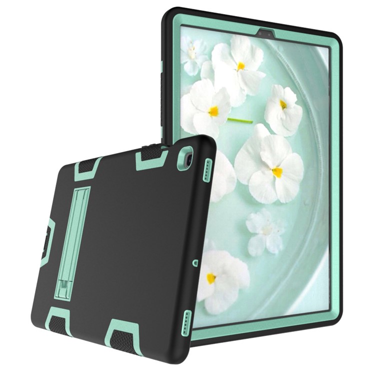 Shock Proof Hybrid TPU + PC Tablet Cover with Kickstand for Samsung Galaxy Tab S5e SM-T720 - Black / Cyan-2
