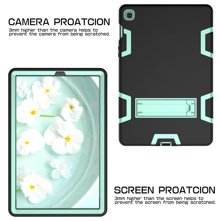 Shock Proof Hybrid TPU + PC Tablet Cover with Kickstand for Samsung Galaxy Tab S5e SM-T720 - Black / Cyan-3