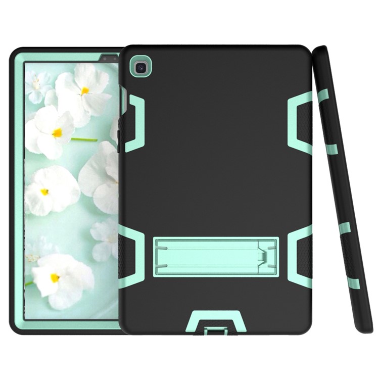 Shock Proof Hybrid TPU + PC Tablet Cover with Kickstand for Samsung Galaxy Tab S5e SM-T720 - Black / Cyan-5