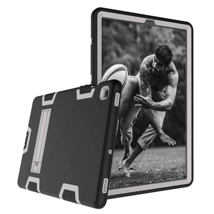 Shock Proof Hybrid TPU + PC Tablet Cover with Kickstand for Samsung Galaxy Tab S5e SM-T720 - Black / Silver-2