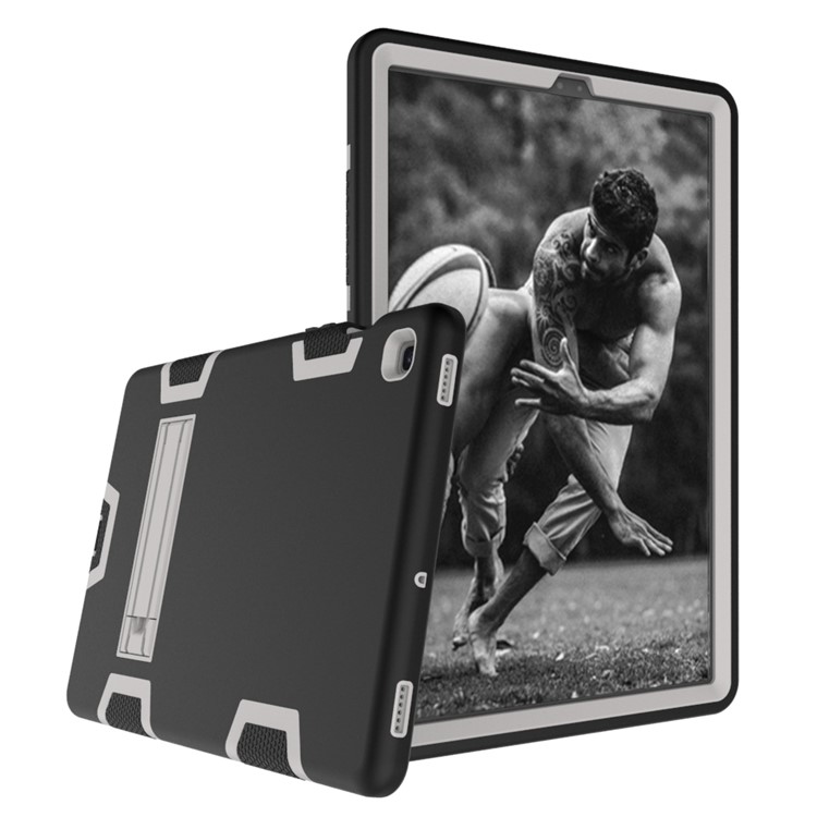 TPU Hybrid TPU + PC à Prova de Choque Com Kickstand Para Samsung Galaxy Tab S5e SM-T720 - Preto / Prata