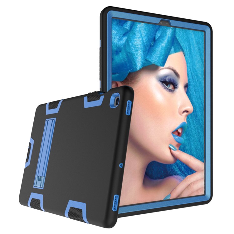 Shock Proof Hybrid TPU + PC Tablet Cover with Kickstand for Samsung Galaxy Tab S5e SM-T720 - Black / Baby Blue-2