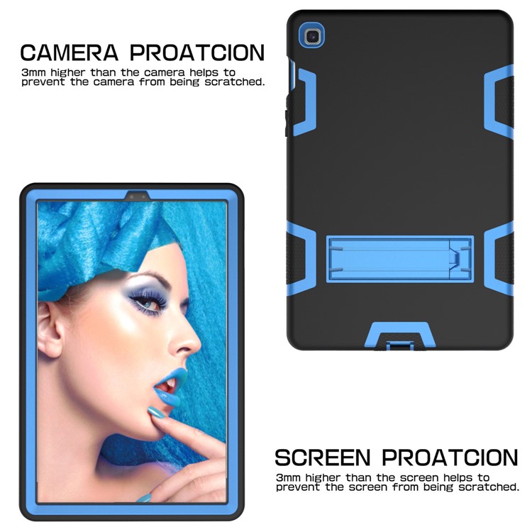 Shock Proof Hybrid TPU + PC Tablet Cover with Kickstand for Samsung Galaxy Tab S5e SM-T720 - Black / Baby Blue-3