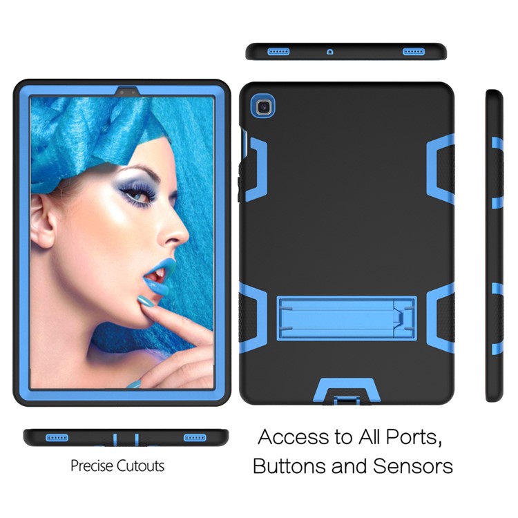 Shock Proof Hybrid TPU + PC Tablet Cover with Kickstand for Samsung Galaxy Tab S5e SM-T720 - Black / Baby Blue-4