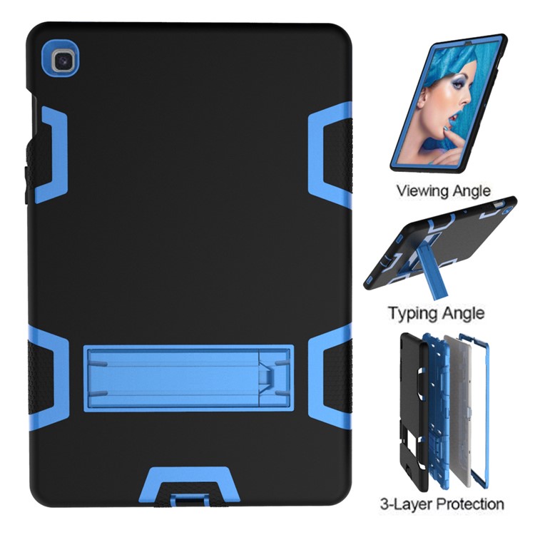 Shock Proof Hybrid TPU + PC Tablet Cover with Kickstand for Samsung Galaxy Tab S5e SM-T720 - Black / Baby Blue-6