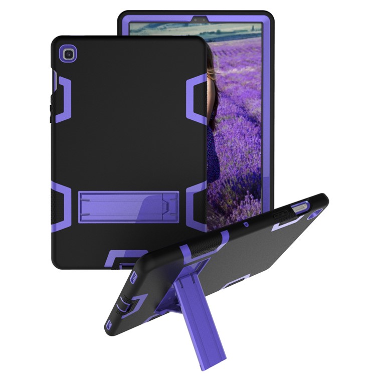 Shock Proof Hybrid TPU + PC Tablet Cover with Kickstand for Samsung Galaxy Tab S5e SM-T720 - Black / Purple-1