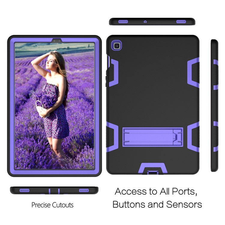 Shock Proof Hybrid TPU + PC Tablet Cover with Kickstand for Samsung Galaxy Tab S5e SM-T720 - Black / Purple-4