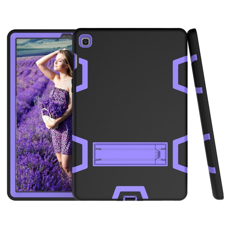 Shock Proof Hybrid TPU + PC Tablet Cover with Kickstand for Samsung Galaxy Tab S5e SM-T720 - Black / Purple-5