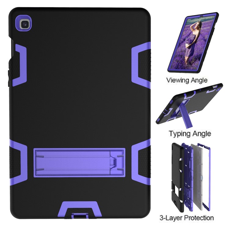 Shock Proof Hybrid TPU + PC Tablet Cover with Kickstand for Samsung Galaxy Tab S5e SM-T720 - Black / Purple-6