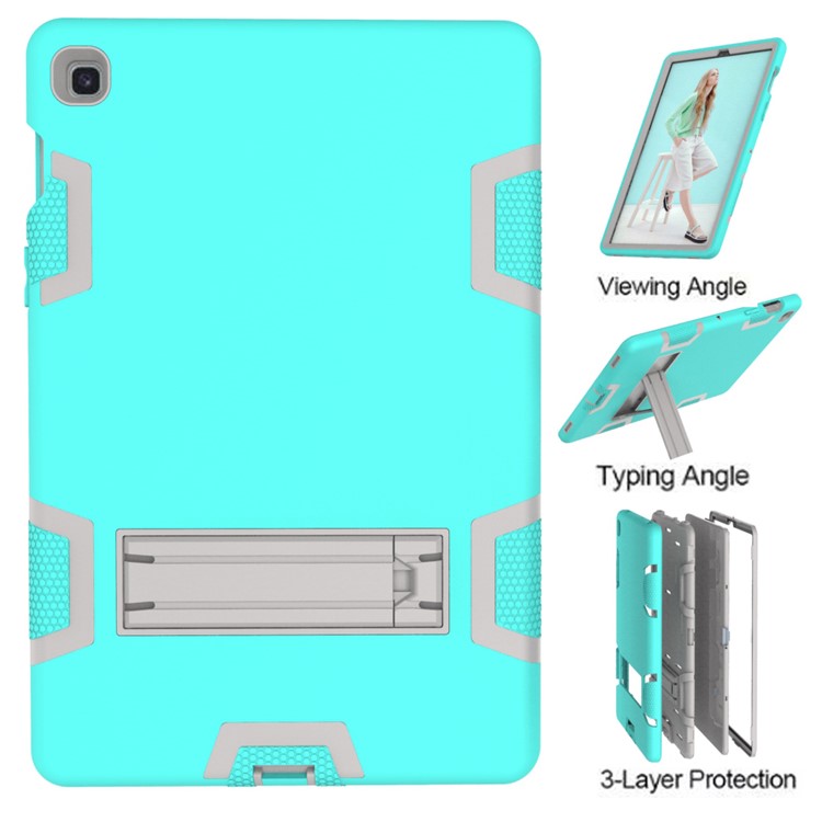 Shock Proof Hybrid TPU + PC Tablet Cover with Kickstand for Samsung Galaxy Tab S5e SM-T720 - Cyan / Grey-6
