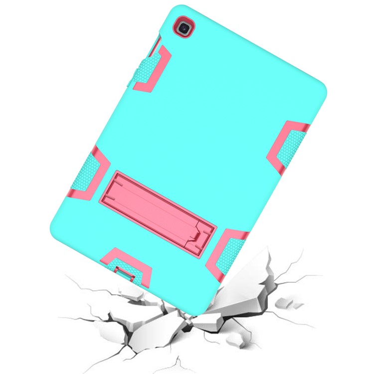 Shock Proof Hybrid TPU + PC Tablet Cover with Kickstand for Samsung Galaxy Tab S5e SM-T720 - Cyan / Rose-7