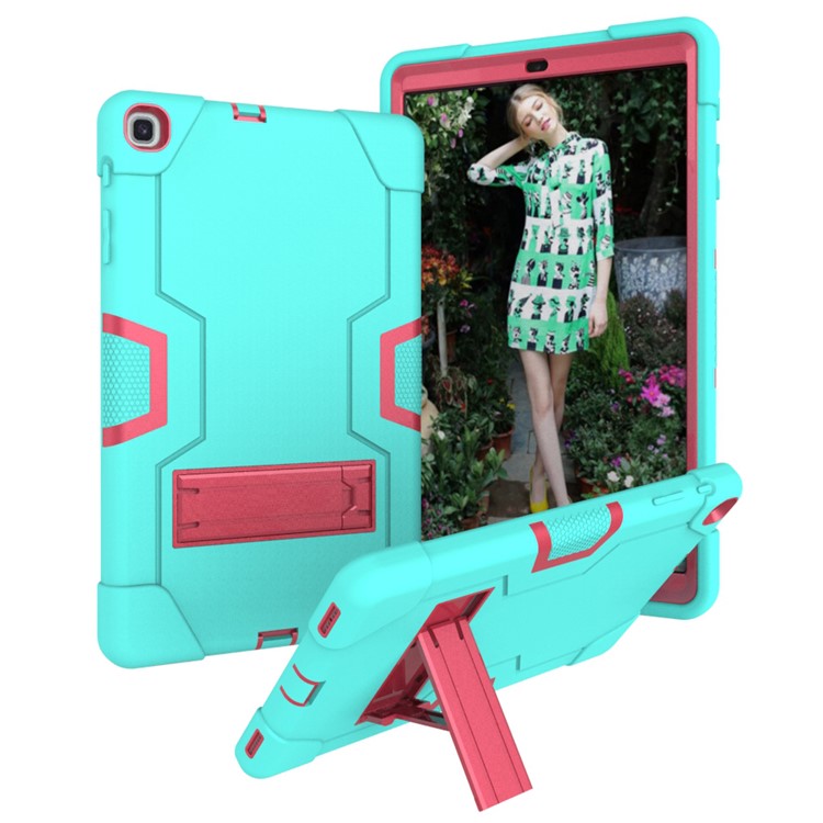 Shock Proof Hybrid TPU + PC Tablet Cover with Kickstand for Samsung Galaxy Tab A 10.1 (2019) - Cyan / Rose-1