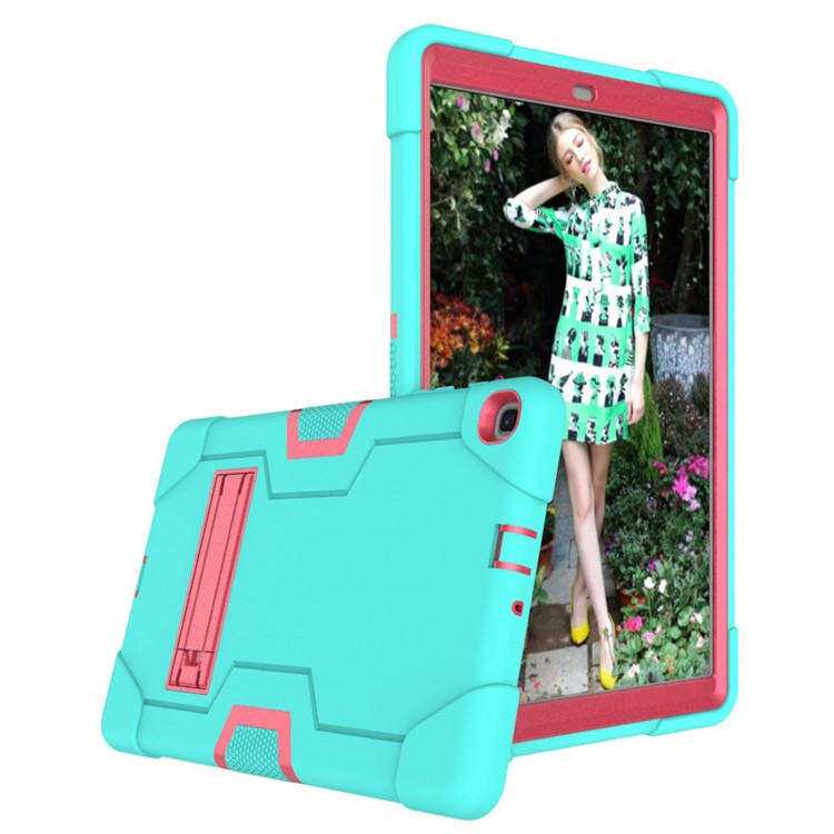 Shock Proof Hybrid TPU + PC Tablet Cover with Kickstand for Samsung Galaxy Tab A 10.1 (2019) - Cyan / Rose-2
