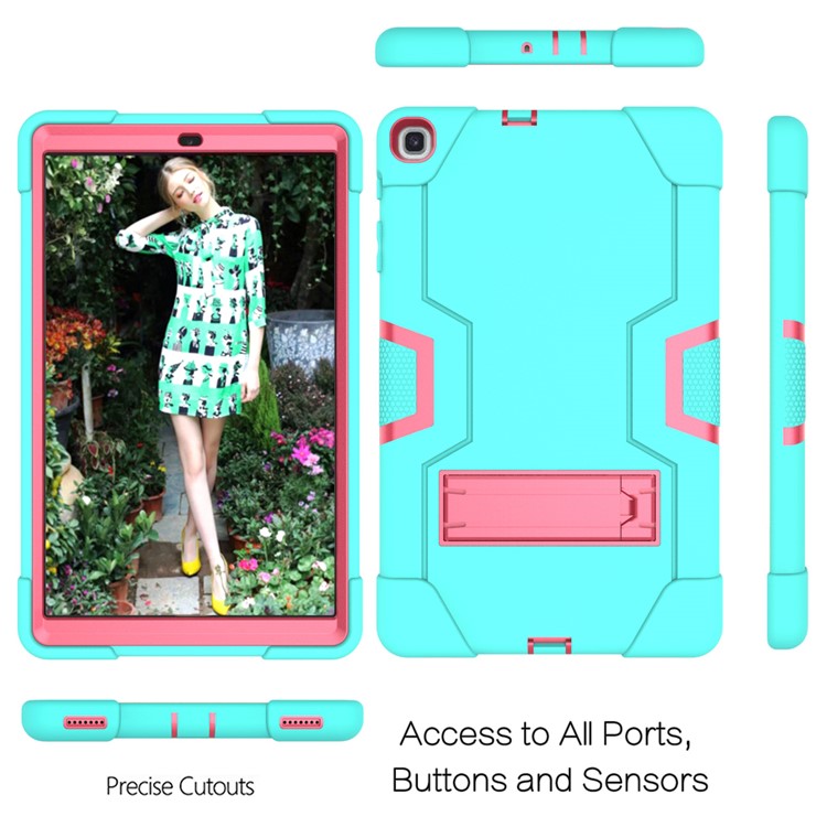 Shock Proof Hybrid TPU + PC Tablet Cover with Kickstand for Samsung Galaxy Tab A 10.1 (2019) - Cyan / Rose-4