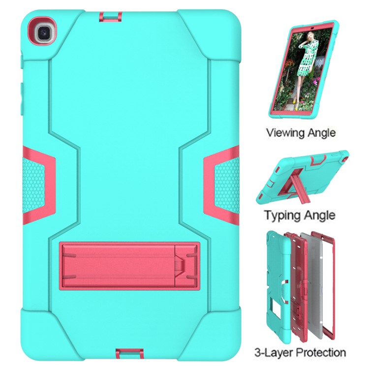Shock Proof Hybrid TPU + PC Tablet Cover with Kickstand for Samsung Galaxy Tab A 10.1 (2019) - Cyan / Rose-6