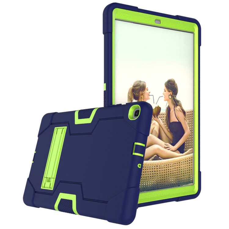 Shock Proof Hybrid TPU + PC Tablet Cover with Kickstand for Samsung Galaxy Tab A 10.1 (2019) - Dark Blue / Green-2