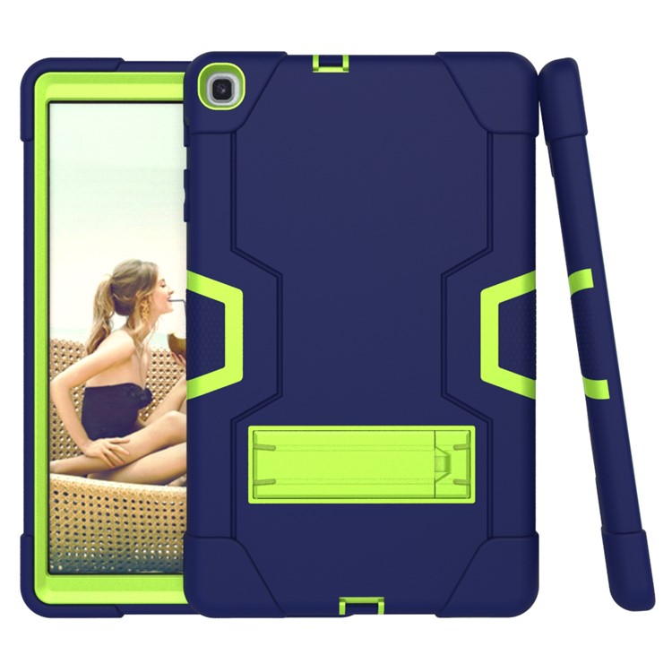 Shock Proof Hybrid TPU + PC Tablet Cover with Kickstand for Samsung Galaxy Tab A 10.1 (2019) - Dark Blue / Green-3