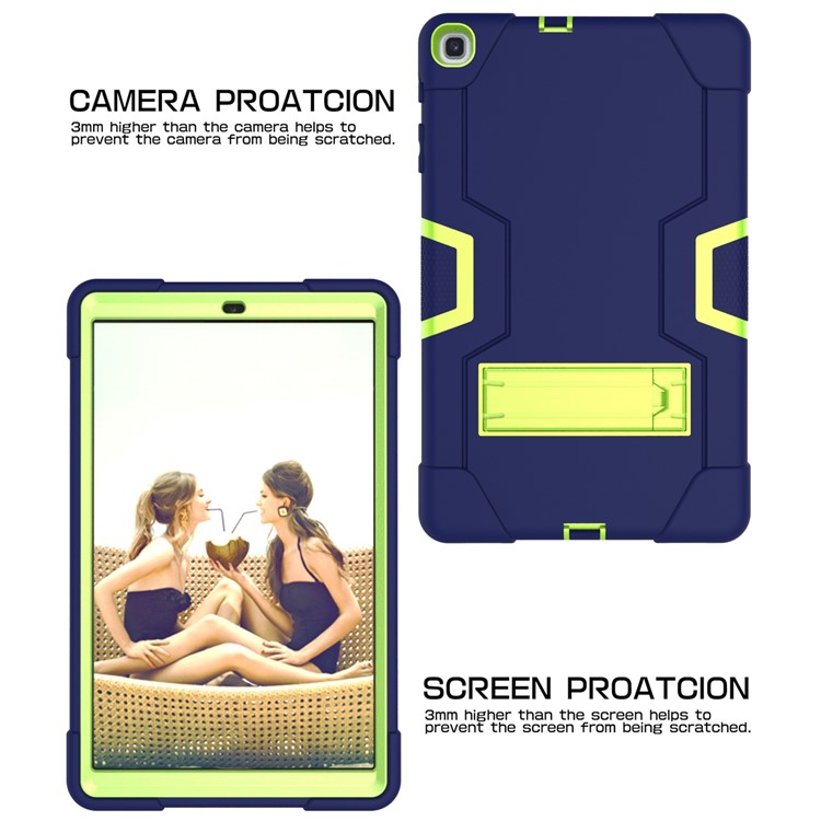 Shock Proof Hybrid TPU + PC Tablet Cover with Kickstand for Samsung Galaxy Tab A 10.1 (2019) - Dark Blue / Green-4