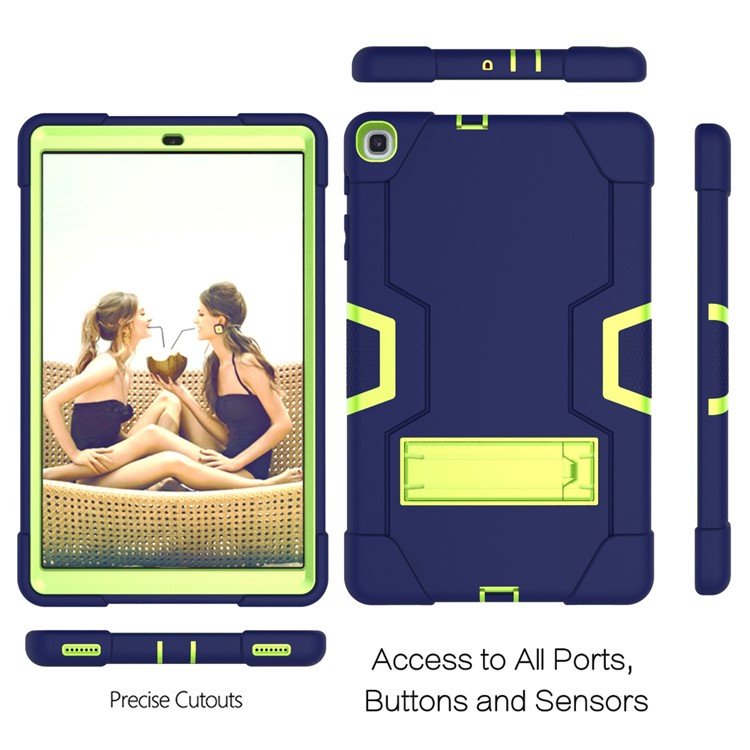 Shock Proof Hybrid TPU + PC Tablet Cover with Kickstand for Samsung Galaxy Tab A 10.1 (2019) - Dark Blue / Green-5