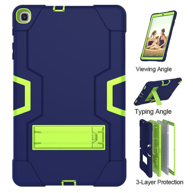 Shock Proof Hybrid TPU + PC Tablet Cover with Kickstand for Samsung Galaxy Tab A 10.1 (2019) - Dark Blue / Green-6