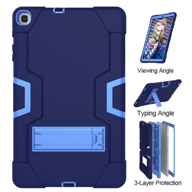 Shock Proof Hybrid TPU + PC Tablet Cover with Kickstand for Samsung Galaxy Tab A 10.1 (2019) - Dark Blue / Baby Blue-6