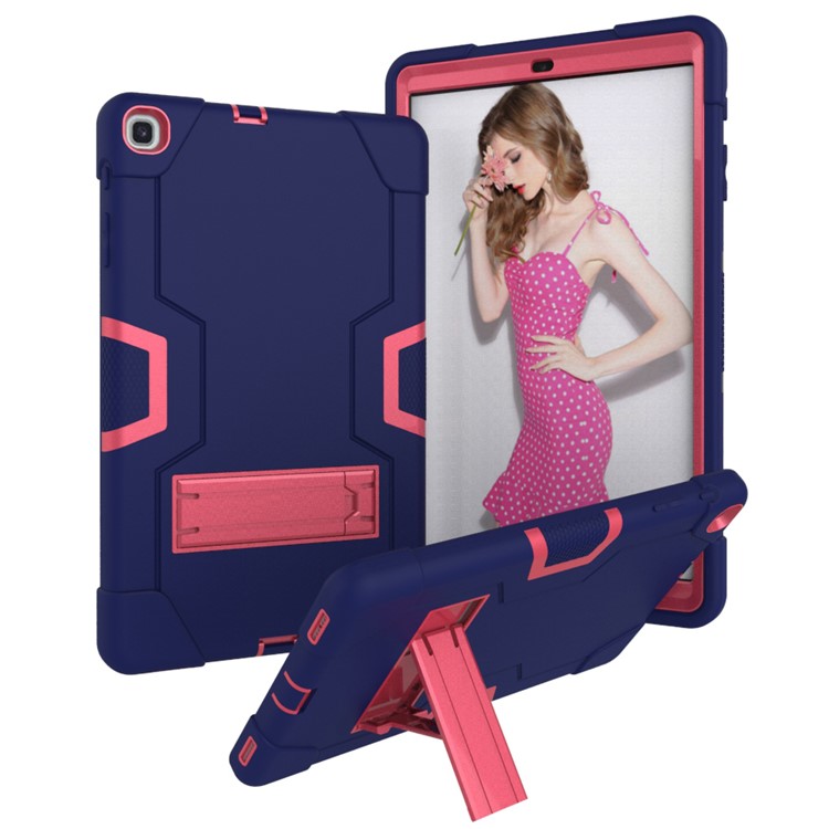 Shock Proof Hybrid TPU + PC Tablet Cover with Kickstand for Samsung Galaxy Tab A 10.1 (2019) - Dark Blue / Rose-1