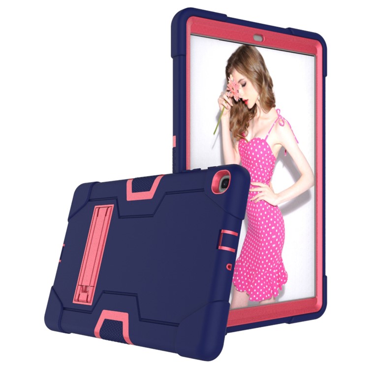 Shock Proof Hybrid TPU + PC Tablet Cover with Kickstand for Samsung Galaxy Tab A 10.1 (2019) - Dark Blue / Rose-2