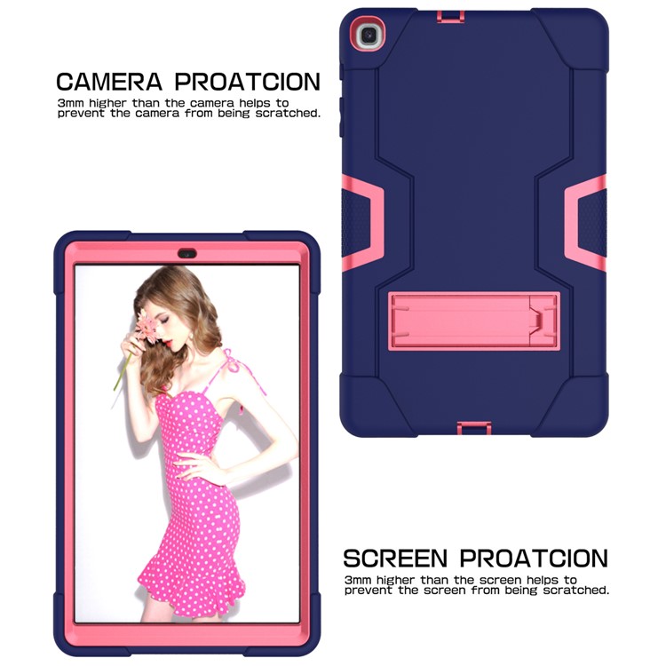 Shock Proof Hybrid TPU + PC Tablet Cover with Kickstand for Samsung Galaxy Tab A 10.1 (2019) - Dark Blue / Rose-3