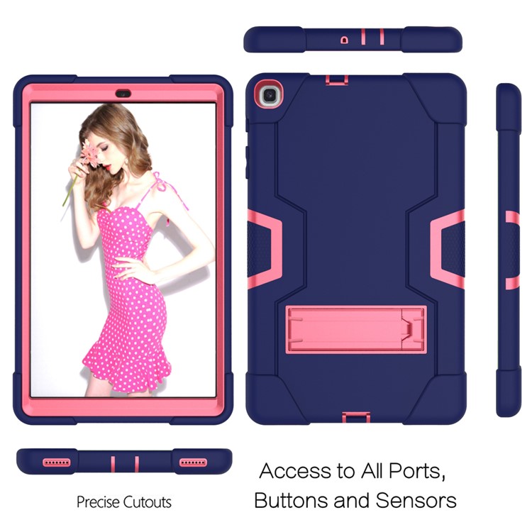 Shock Proof Hybrid TPU + PC Tablet Cover with Kickstand for Samsung Galaxy Tab A 10.1 (2019) - Dark Blue / Rose-4
