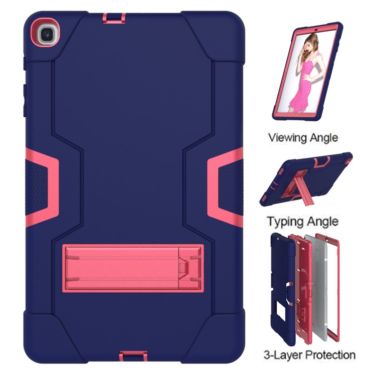 Shock Proof Hybrid TPU + PC Tablet Cover with Kickstand for Samsung Galaxy Tab A 10.1 (2019) - Dark Blue / Rose-6