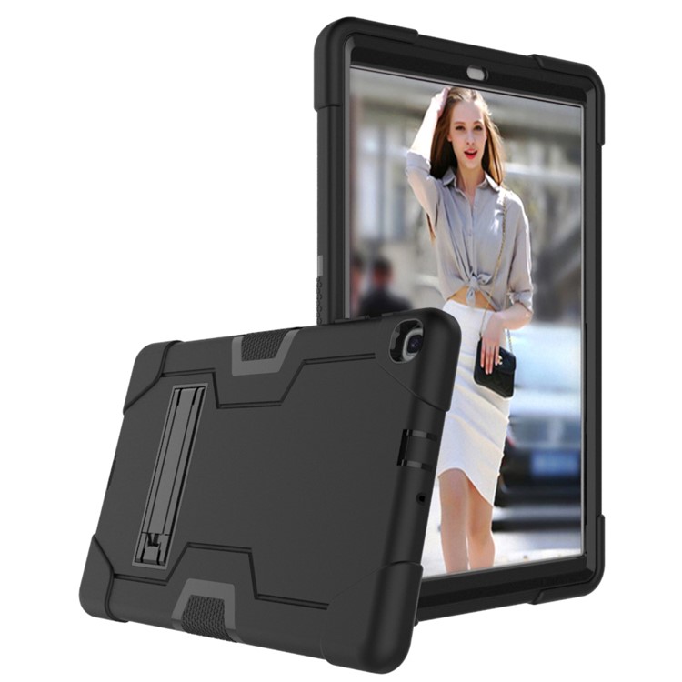 Shock Proof Hybrid TPU + PC Tablet Cover with Kickstand for Samsung Galaxy Tab A 10.1 (2019) - All Black-2