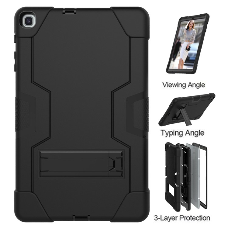 Shock Proof Hybrid TPU + PC Tablet Cover with Kickstand for Samsung Galaxy Tab A 10.1 (2019) - All Black-6