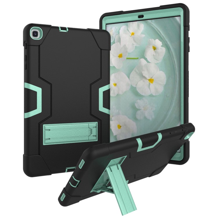 Shock Proof Hybrid TPU + PC Tablet Cover with Kickstand for Samsung Galaxy Tab A 10.1 (2019) - Black / Cyan-1