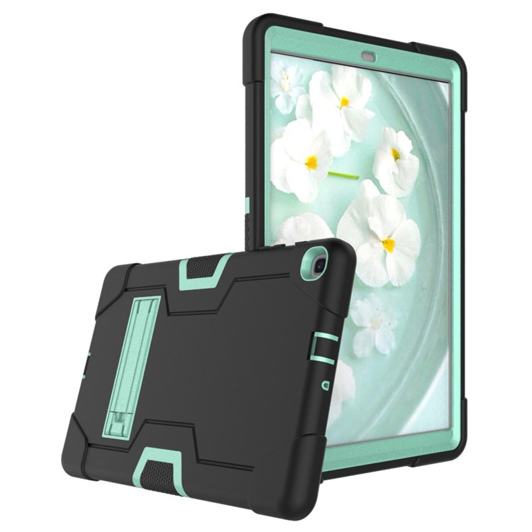 Shock Proof Hybrid TPU + PC Tablet Cover with Kickstand for Samsung Galaxy Tab A 10.1 (2019) - Black / Cyan-2