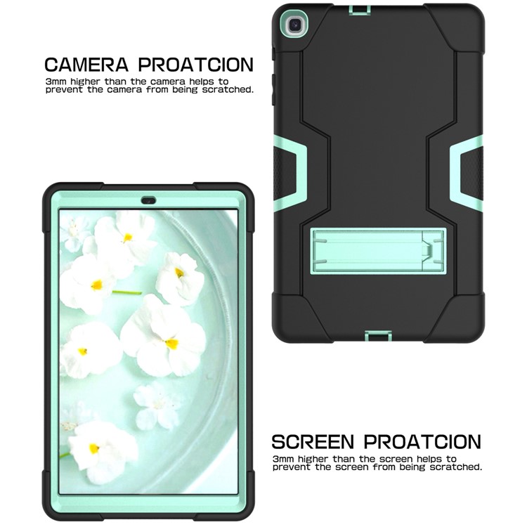Shock Proof Hybrid TPU + PC Tablet Cover with Kickstand for Samsung Galaxy Tab A 10.1 (2019) - Black / Cyan-3