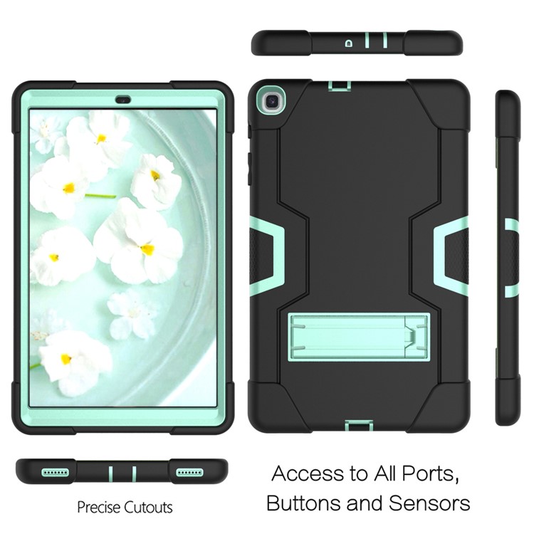 Shock Proof Hybrid TPU + PC Tablet Cover with Kickstand for Samsung Galaxy Tab A 10.1 (2019) - Black / Cyan-4