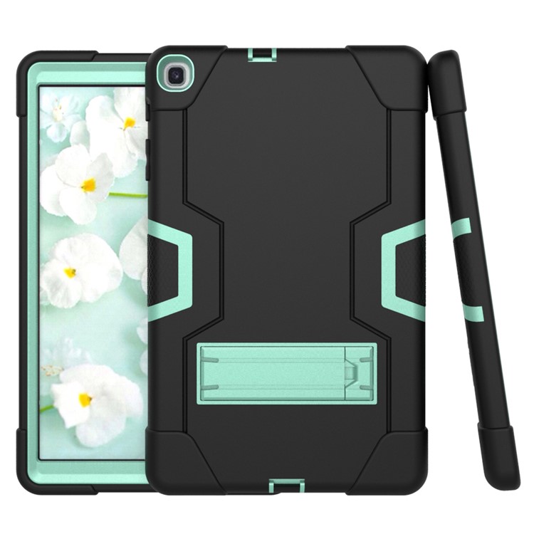 Shock Proof Hybrid TPU + PC Tablet Cover with Kickstand for Samsung Galaxy Tab A 10.1 (2019) - Black / Cyan-5