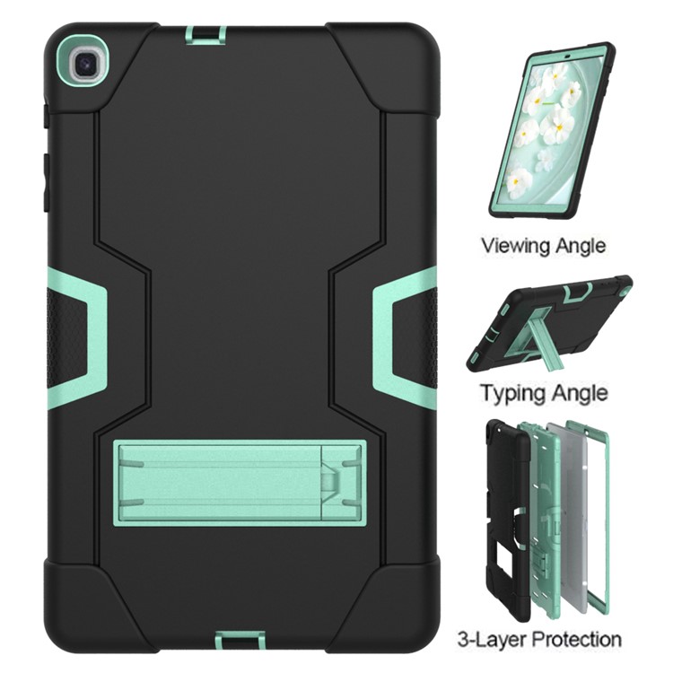 Shock Proof Hybrid TPU + PC Tablet Cover with Kickstand for Samsung Galaxy Tab A 10.1 (2019) - Black / Cyan-6