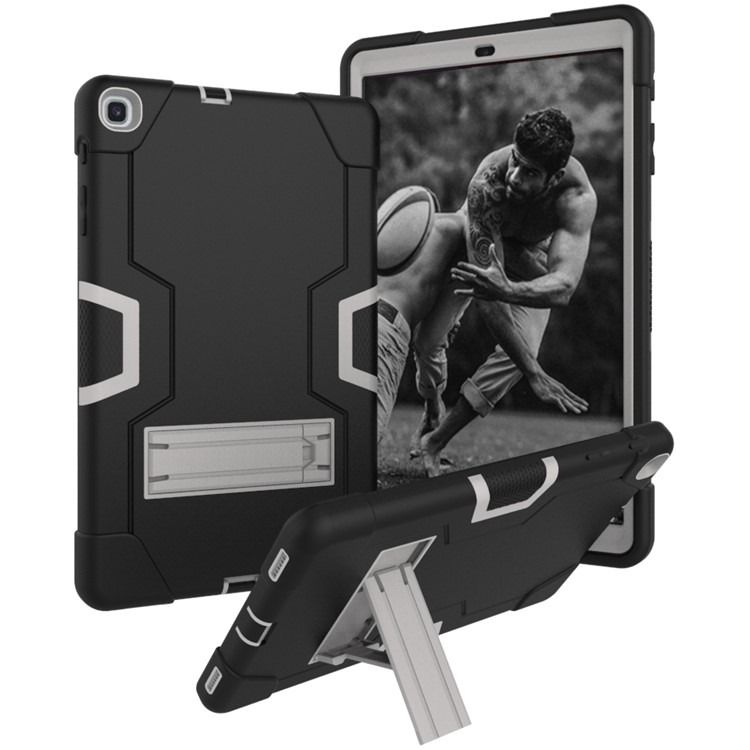 Shock Proof Hybrid TPU + PC Tablet Cover with Kickstand for Samsung Galaxy Tab A 10.1 (2019) - Black / Silver-1