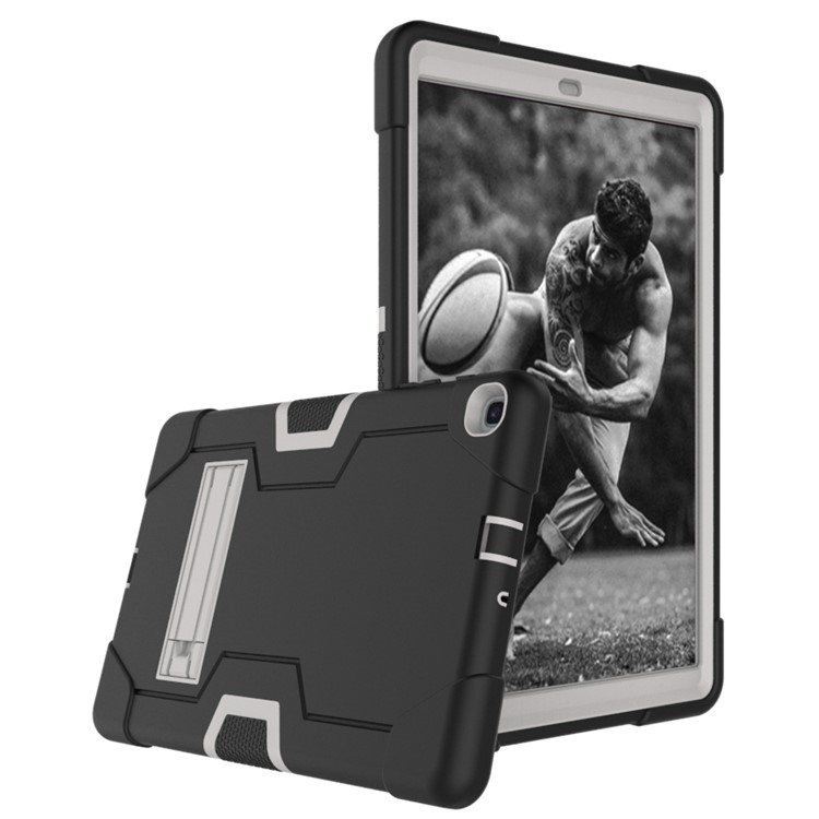 Shock Proof Hybrid TPU + PC Tablet Cover with Kickstand for Samsung Galaxy Tab A 10.1 (2019) - Black / Silver-2