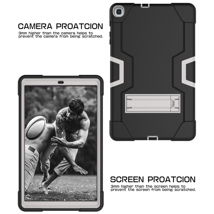 Shock Proof Hybrid TPU + PC Tablet Cover with Kickstand for Samsung Galaxy Tab A 10.1 (2019) - Black / Silver-3