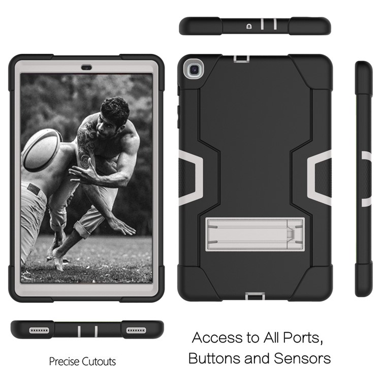 Shock Proof Hybrid TPU + PC Tablet Cover with Kickstand for Samsung Galaxy Tab A 10.1 (2019) - Black / Silver-4
