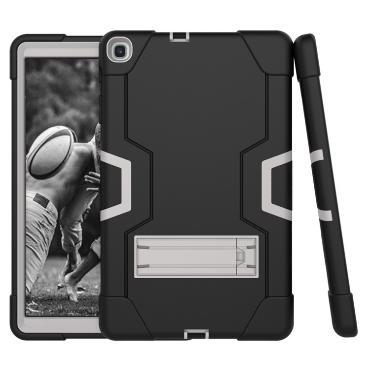 Shock Proof Hybrid TPU + PC Tablet Cover with Kickstand for Samsung Galaxy Tab A 10.1 (2019) - Black / Silver-5