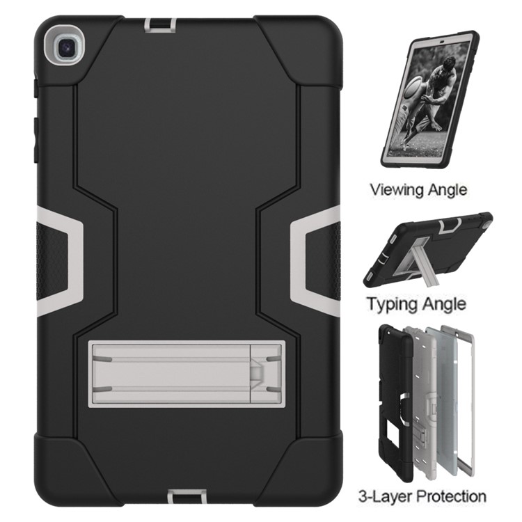 Shock Proof Hybrid TPU + PC Tablet Cover with Kickstand for Samsung Galaxy Tab A 10.1 (2019) - Black / Silver-6