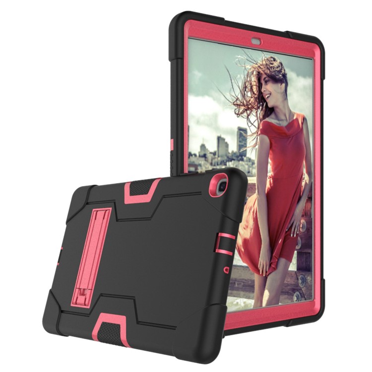 Shock Proof Hybrid TPU + PC Tablet Cover with Kickstand for Samsung Galaxy Tab A 10.1 (2019) - Black / Rose-2
