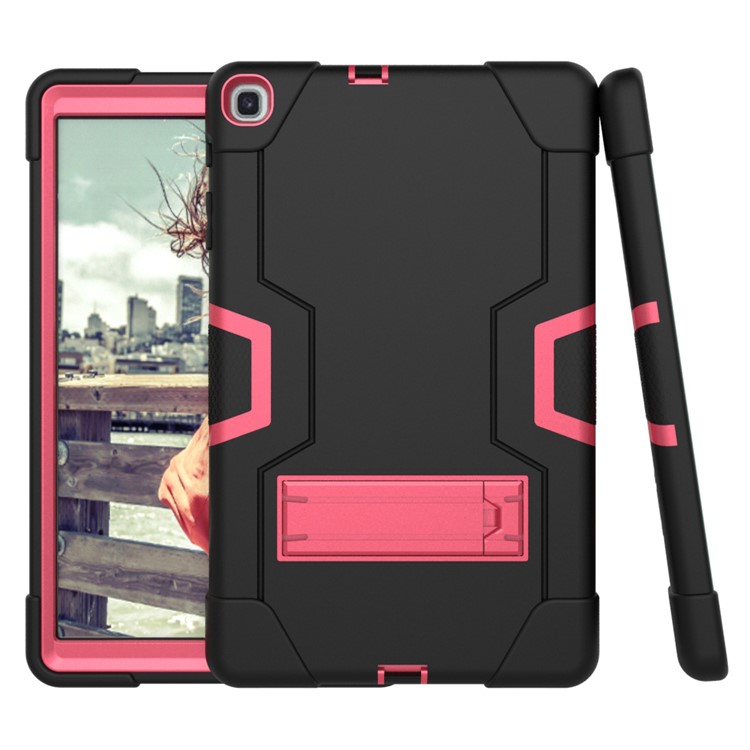 Shock Proof Hybrid TPU + PC Tablet Cover with Kickstand for Samsung Galaxy Tab A 10.1 (2019) - Black / Rose-5
