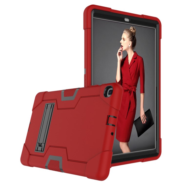 Prova De Choque Híbrido TPU + PC Tablet Capa Com Suporte Para Samsung Galaxy Tab A 10.1 (2019) - Vermelho / Preto-2
