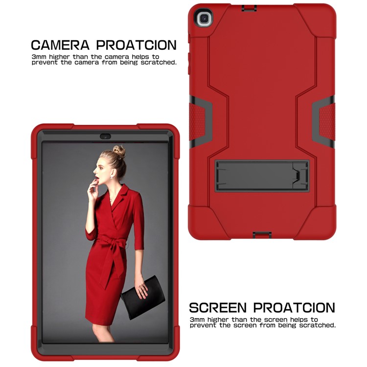Prova De Choque Híbrido TPU + PC Tablet Capa Com Suporte Para Samsung Galaxy Tab A 10.1 (2019) - Vermelho / Preto-3
