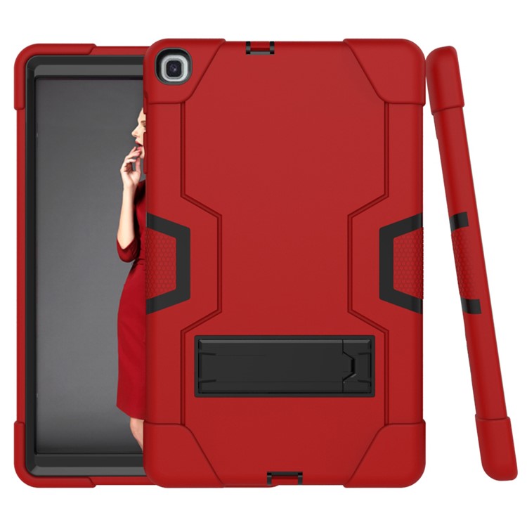 Prova De Choque Híbrido TPU + PC Tablet Capa Com Suporte Para Samsung Galaxy Tab A 10.1 (2019) - Vermelho / Preto-5