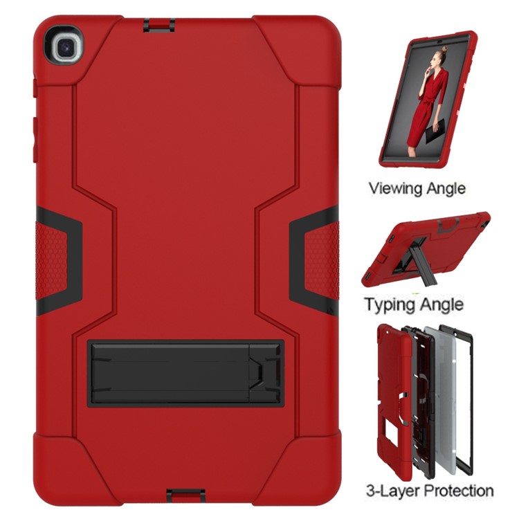 Prova De Choque Híbrido TPU + PC Tablet Capa Com Suporte Para Samsung Galaxy Tab A 10.1 (2019) - Vermelho / Preto-6